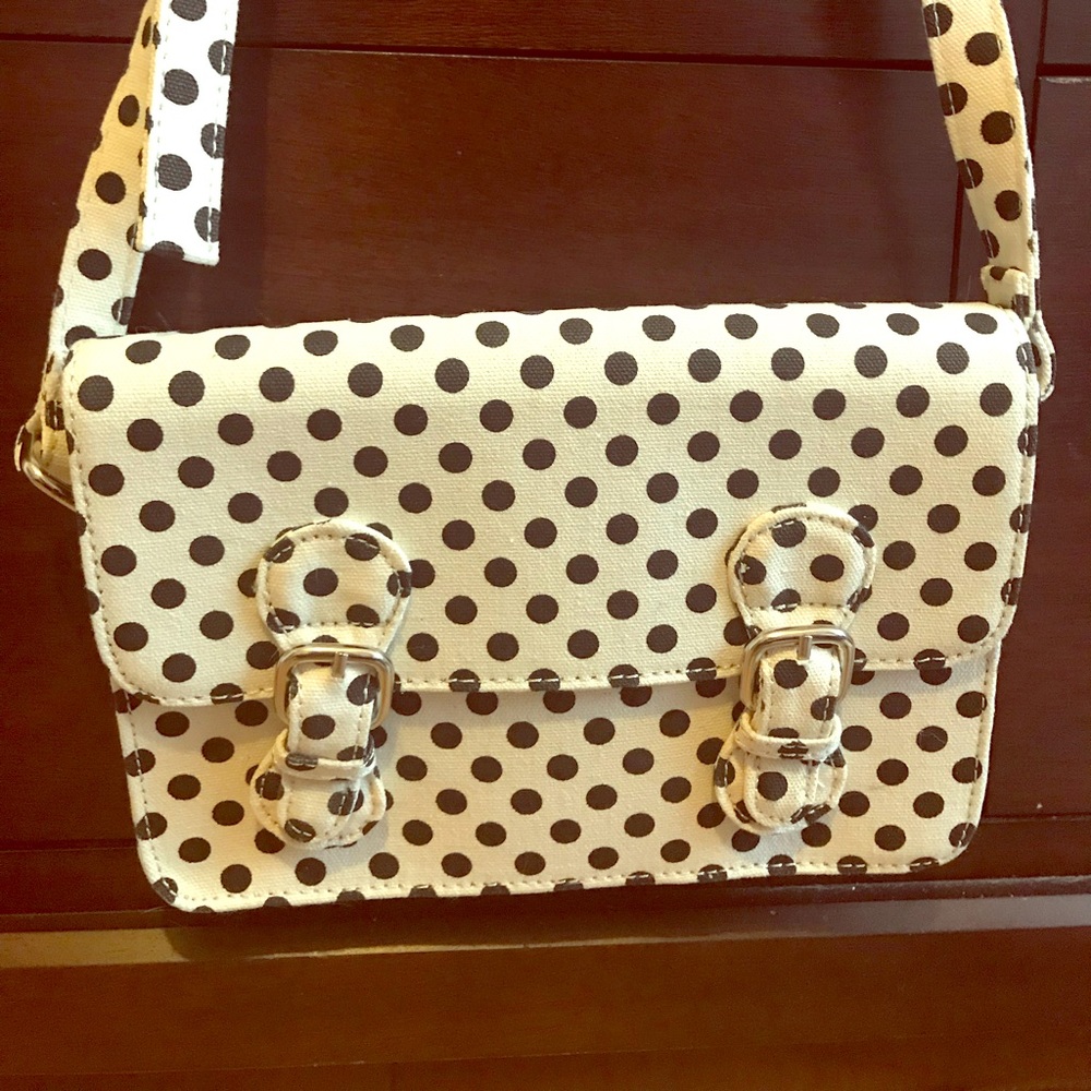 Black and white polka dot cross body